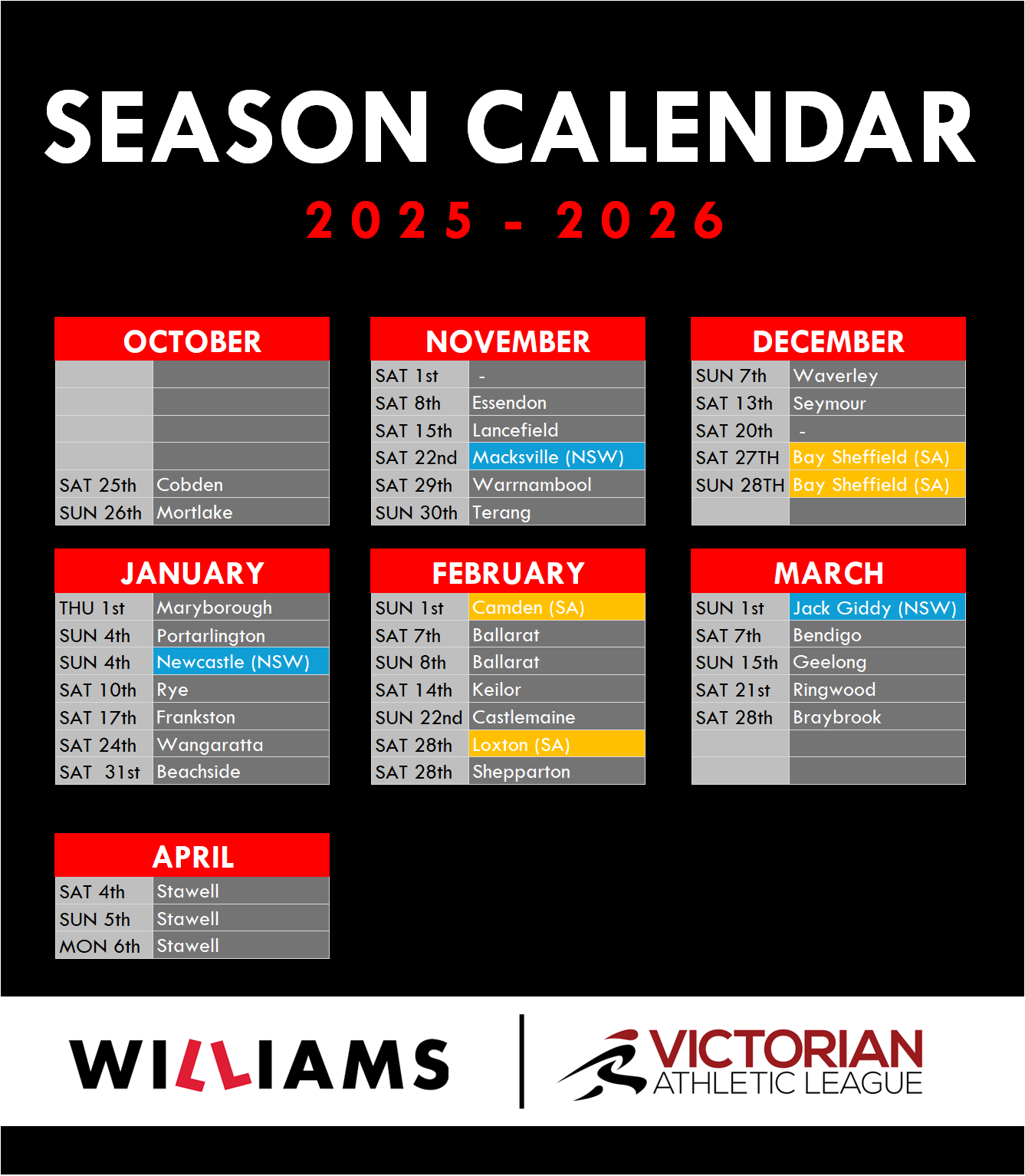 Season 25-26 Calendar